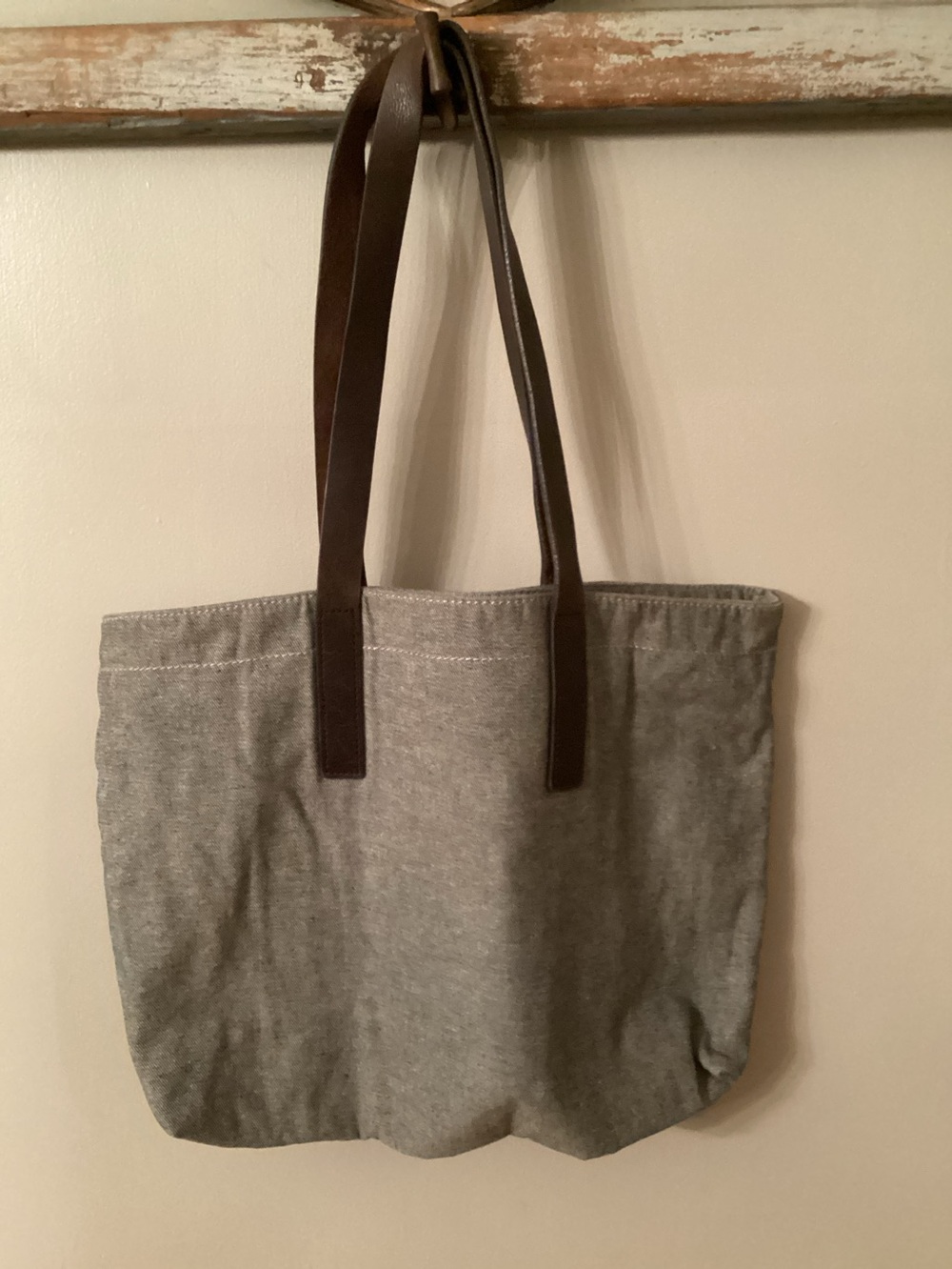 Everlane Grey The Twill Zip Tote with Leather Straps